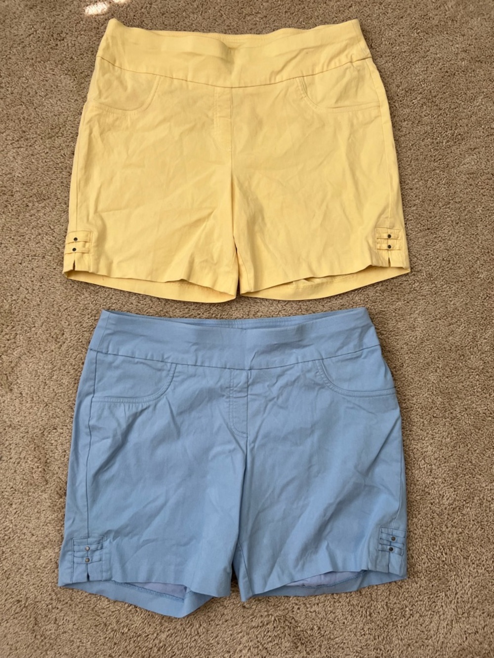 Heart Of Palm Women’s Shorts Size 18W Stretch Pull On Summer Light Blue Yellow